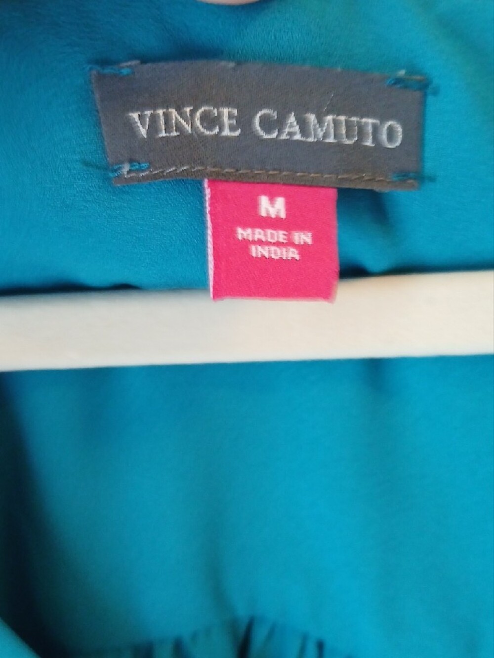Vince Camuto Teal V-Neck Ruffle Bell Sleeve Blouse - Picture 3 of 3